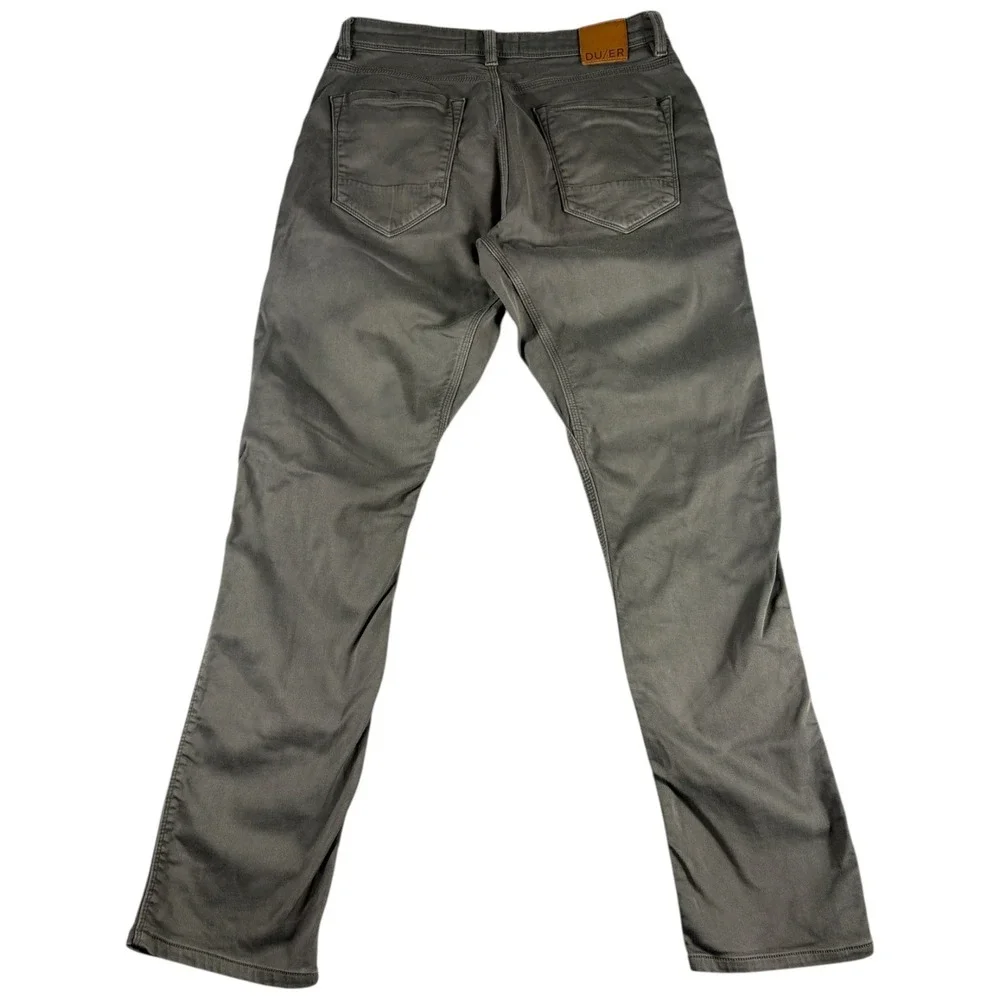 DU/ER Performance Pants Mens 32x34 Gray Rugged Stretch Wear Relaxed Tapered Leg